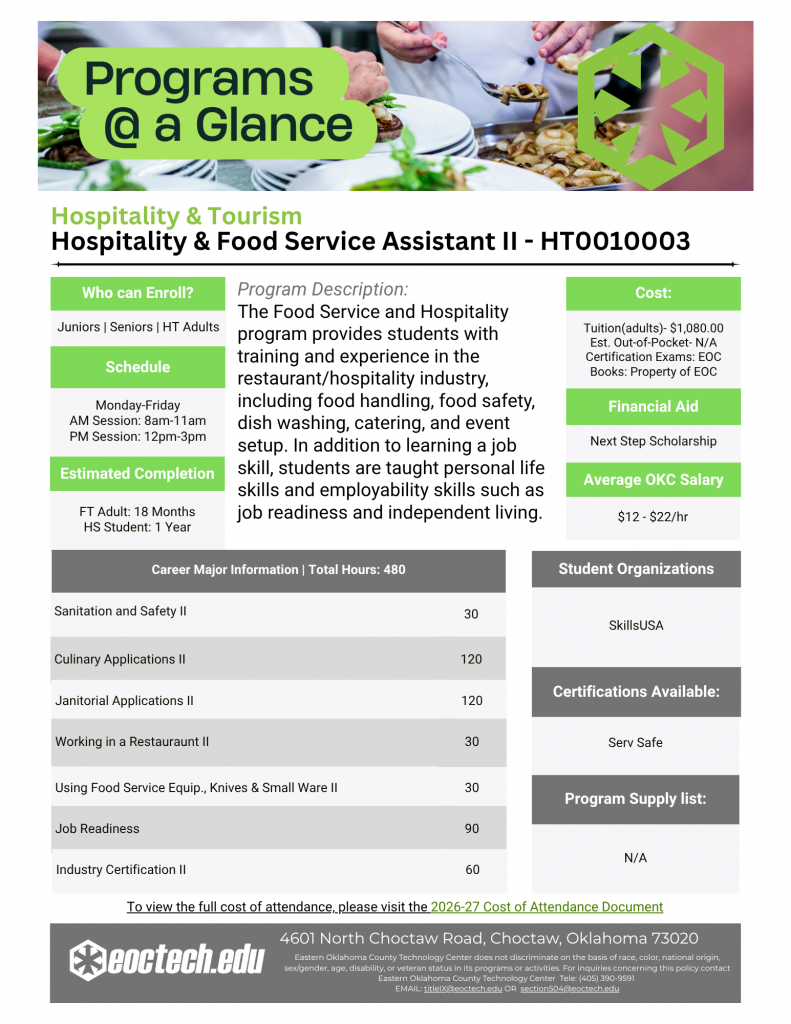 Hospitality & Food Service Assistant II
